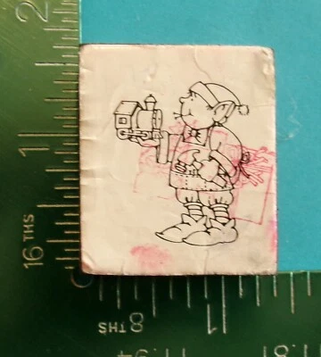 Carimbo de borracha montado em espuma de Natal ELF com TOY TRAIN - Imagem 1 de 2