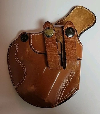 Coldre de couro marrom destro Glock 26 27 pistola 9mm 40 DeSantis Cozy Partner O28 E1 - Imagem 1 de 3