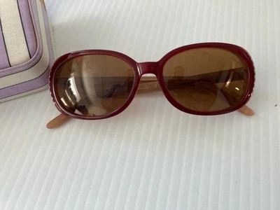 GAFAS DE SOL LULU GUINNESS Y2K MUJER Diseñador Marrón Rojo Plata Tachuelas B2-5 Foto 1 de 4