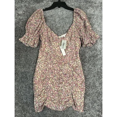 Olivaceous Babydoll Floral Mini Dress Size L Fairycore Smocked Garden Sweetheart - Image 1 of 4