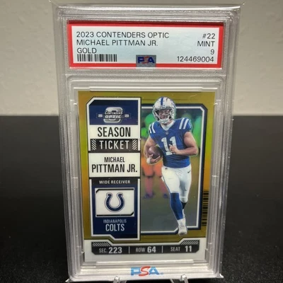 2023 Panini Contenders Optic - Season Ticket Michael Pittman Jr. #22 Gold 4/10 - Image 1 of 3