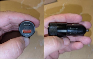 2 Qualcomm 3.0 car adapter plugs, both have type c (20W) and standard usb (3.0) - Photo 1 sur 1