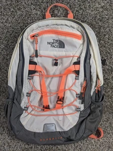 The North Face Borealis White Gray Coral Backpack All Zippers & Buckles Work - Picture 1 of 12