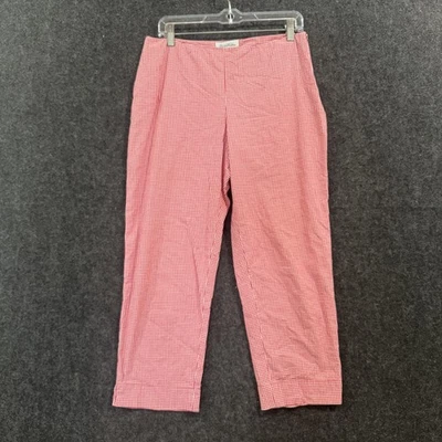 Brooks Brothers Pants Women's 10 Red White Gingham Check Cropped Side Zip Preppy - Image 1 of 4