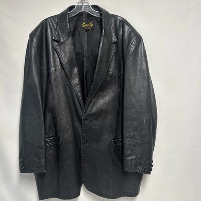 Chaqueta Blazer de Cuero Scully Para Hombre 52L Negra Larga Western Vintage Foto 1 de 4