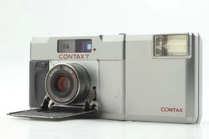 Meter Works [Exc+5] Contax T Silver 35mm Film Camera w/ T14 Flash From JAPAN - Picture 1 of 18