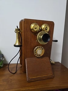 Antique Oak Case Wall Mount Hand Crank Telephone Australian - Picture 1 of 16