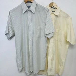 Lord Taylor Mens Button Down Shirt 15 1/2 Lot of 2 Broadcloth No Iron Striped - Picture 1 of 9