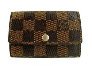 Authentic LOUIS VUITTON Damier Leather Key Credit Card Case Wallet France Unisex - Picture 1 of 8