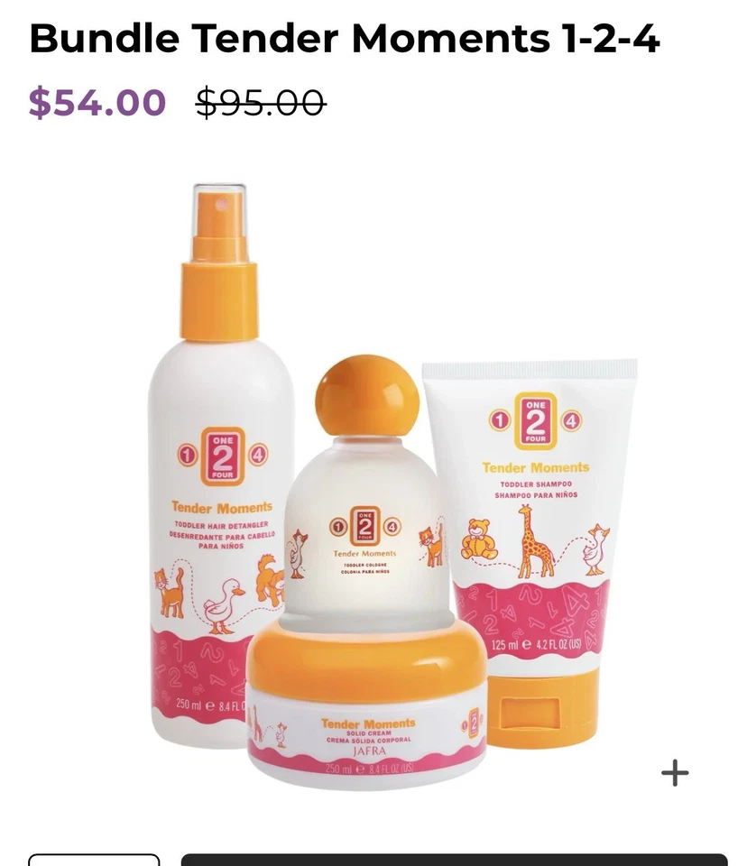 Jafra Tender Moments 1-2-4 SET Cologne + Hair Detangler + Shampoo + Solid Cream - Image 1 of 1