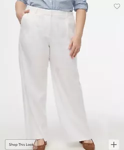 J Crew Slacks White Linen Blend White Wide Leg Trouser NWT Size 12 Pleated Pant - Picture 1 of 10