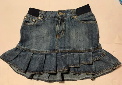 Mini Jean Skort Limited Too Girls Talla 12 con Volantes, Cintura Liguera Elástica Foto 1 de 4