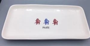 Rae Dunn by Magenta "Breathe" Tray Platter Plate Red Blue Lawn Chair BBQ Nice - Picture 1 of 9