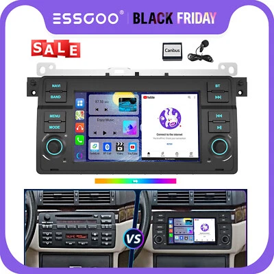 7" Carplay Für BMW E46 3er 318 320 325 Autoradio Android 14 2+32G WIFI GPS NAVI - Bild 1 von 4