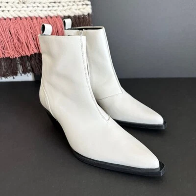 Reiss Hayworth Leather Western Style Ankle Boots White Size 7 NWB - Image 1 of 4