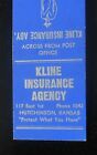 1940s Kline Insurance Agency Phone 1042 117 East 1st Post Office Hutchinson KS