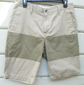 Volcom VMONTY Men's 31 Chino Style Tan & Slate Green Color Block Shorts - Picture 1 of 11