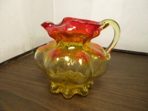 Vintage Red & Yellow Grape Harvest Pitcher - Creamer 4 1/8" Tall - Picture 1 of 4