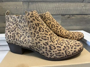 New Lucky Brand Bimare Suede Leather Ankle Bootie Sz 13 W Javan Animal Print - Picture 1 of 14