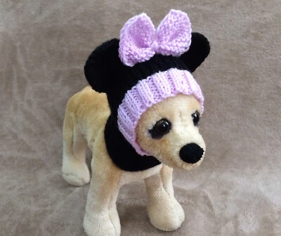 pet clothes for small dogs Knit Snow Hat /Minnie Mouse Hat /XXS XS S - Image 1 of 2