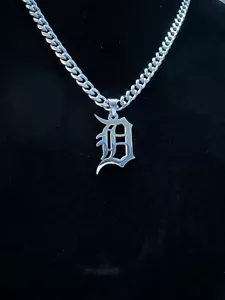 Detroit Tigers Necklace - Silver Plated - 5mm Cuban - 22" Chain - Baseball MLB - Picture 1 of 3