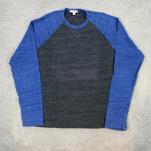 James Perse T-Shirt Mens Medium Raglan Sleeve Colorblock Heather Gray Blue USA - Picture 1 of 9