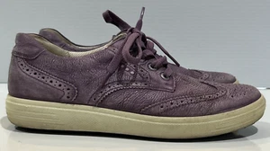 Women's Ecco Hydromax Wingtip Golf Shoes Purple Nubuck Leather Size 39 EU Wide - Picture 1 of 10