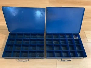 Lot of 2 Metal 20 Compartment/Hole Storage Boxes 13.5 x 9.5 x 2" - Picture 1 of 6