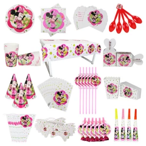 Minnie Mouse Party Supplies Plates Napkins Tablecovers Banners Birthday Decors - Picture 1 of 21