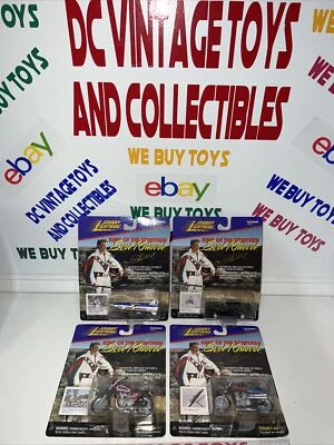 EVEL KNIEVEL Die Cast Juego de 4 Vehículos Johnny Lightning Motocicleta Coche Jet Sellado Foto 1 de 4