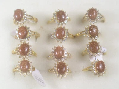 ##   12  **Special** DESIGNER GOLDSTONE RINGS WITH SWAROVSKI CRYSTALS LOT 445.GS - Image 1 of 4