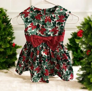 Hecho a mano Vestido de Navidad para niña Muérdago Acebo Lazo Rojo Grn 18-24M? Leer - Imagen 1 de 3