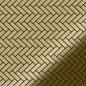 Mosaik Fliese massiv Metall Titan hochglanz gold 1,6mm Herringbone-Ti-GM - Picture 1 of 5