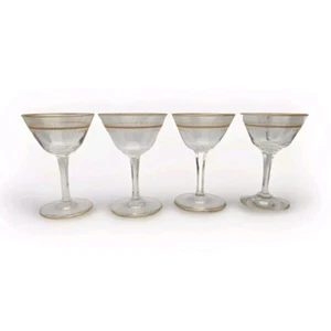 4 Vintage Handmade Gold Encrusted Crystal Wine Glasses - Picture 1 of 8