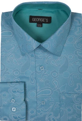 Camisa de vestir para hombre 60 % algodón 40 % poliéster diseño de moda por George AH625 Foto 1 de 3