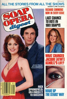 SOAP OPERA DIGEST August 4 1981 Jacklyn Zeman Rick Springfield Clint Ritchie - Image 1 of 4