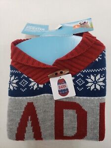 Vibrant Life Boy Dog Sweater Size Large Knit Slip On Snowflakes BARK 50-90 Lbs