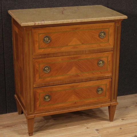 Dresser 3 drawers Louis XVI style furniture inlaid chest of drawers marble 900 Cover
