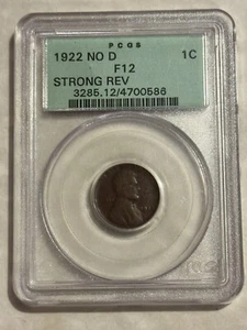 1922 No D F12 PCGS Lincoln Cent 1C Strong Reverse penny coin OGH very nice - Picture 1 of 6