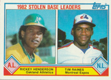 1983 TOPPS  /  RICKEY HENDERSON - TIM RAINES "STOLEN BASE LEADERS" CARD