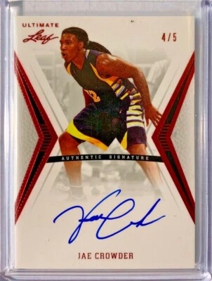 2012 LEAF ULTIMATE BASKETBALL AUTO: JAE CROWDER 4/5 AUTOGRAPH DALLAS MAVERICKS - Image 1 of 2