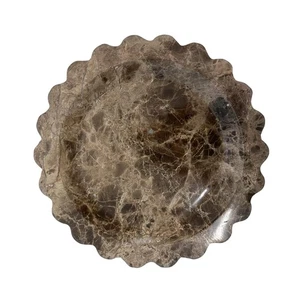 Marble Tray Round Scalloped Tray Small Serving Platter for Counter, Bathroom,... - Picture 1 of 9