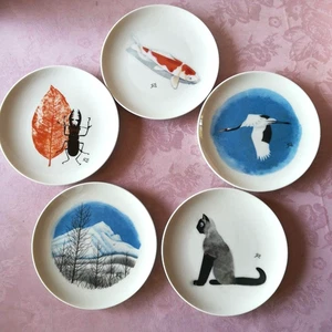 Kayama Matazo Dekorative Bilderteller 5er Set Φ6,8×0,9 Zoll Neu Tokyo Vintage 1971 - Bild 1 von 15