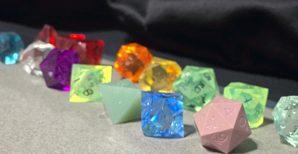 Vtg Gamescience Precision Dice Lot 15pc Sharp Edge DND RPG Polyhedral w/rare - Image 1 of 4