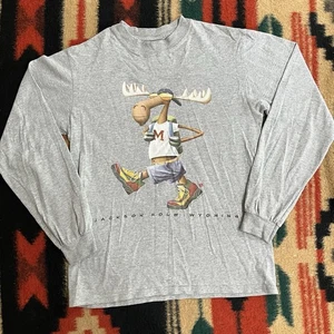 Vintage Wyoming Jackson Hole Moose Graphic T Shirt Long Sleeve Size S 90s Hiphop - Picture 1 of 12