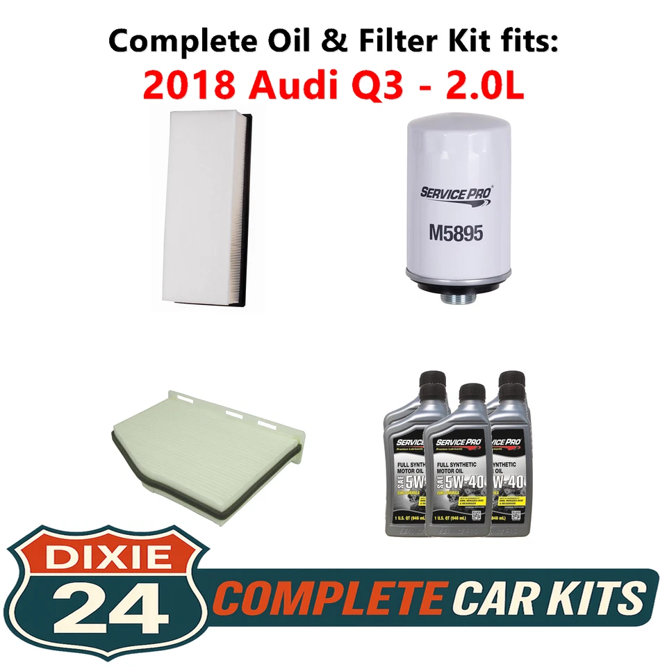 2018 Audi Q3 2.0L Complete Air, Oil & Cabin Filter Kit (5W-40) Foto 1 de 4