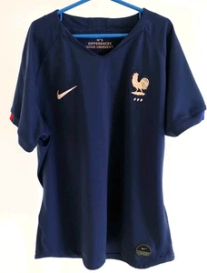 Nike FFF France World Cup Soccer Jersey Womens Large Navy Blue Polyester Grande - Picture 1 of 12