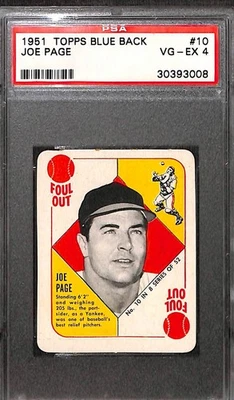 1951 TOPPS BLUE BACK #10 Joe Page PSA 4 VG-EX 30393008  - Image 1 of 3