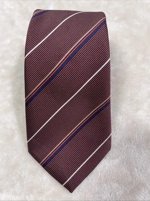 Corbata Hardy Amies 100 % poliéster para hombre Londres granate con rayas blancas, azules, tostadas Foto 1 de 4