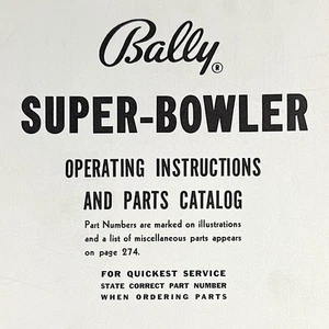 Bally Super-Bowler Shuffle Game Machine Manual Operating Parts ORIGINAL - Picture 1 of 3